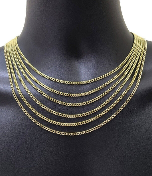 Real 10K Yellow Gold Miami Cuban Chain 4mm Necklace 18-30'' Inches Lobster 10kt