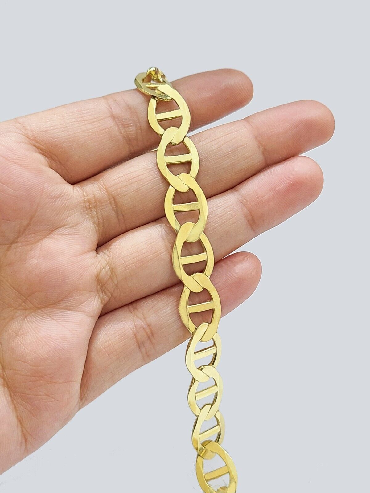 10k Yellow Gold Anchor Mariner Link Bracelet 9 inch 12mm Real 10kt Lobster Lock
