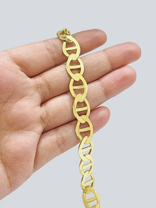 10k Yellow Gold Anchor Mariner Link Bracelet 9 inch 12mm Real 10kt Lobster Lock
