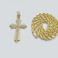 14k Yellow Gold Cross Charm Rope Chain Necklace 4mm 24'' Pendant 14kt Jesus Real