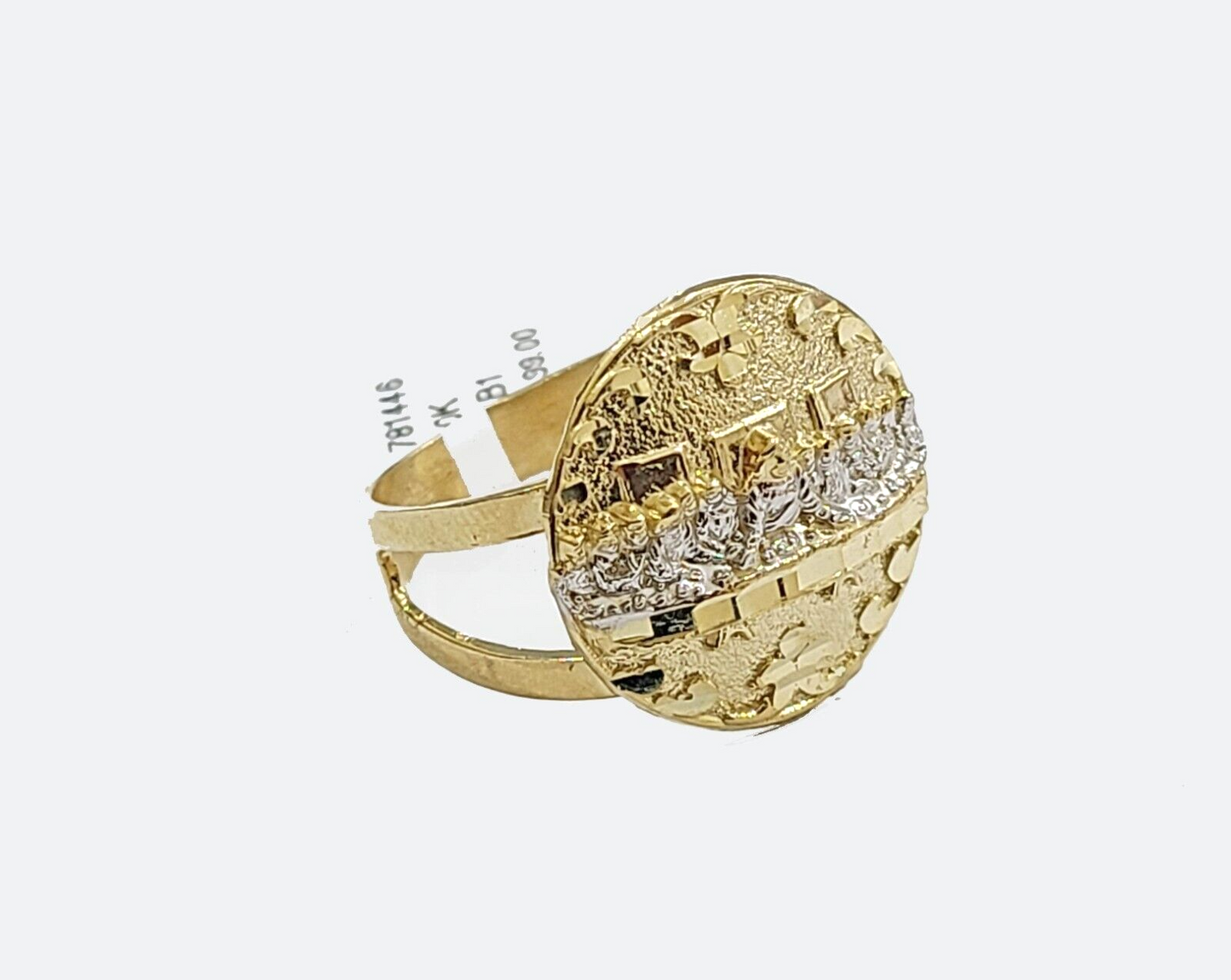 Real 10k Yellow Gold Nugget Last Supper Ring Band Size 12 10kt Gold