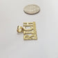 Real 10k Yellow Gold Rich Or Nothing Diamond Cut Charm Pendant 10kt Gold