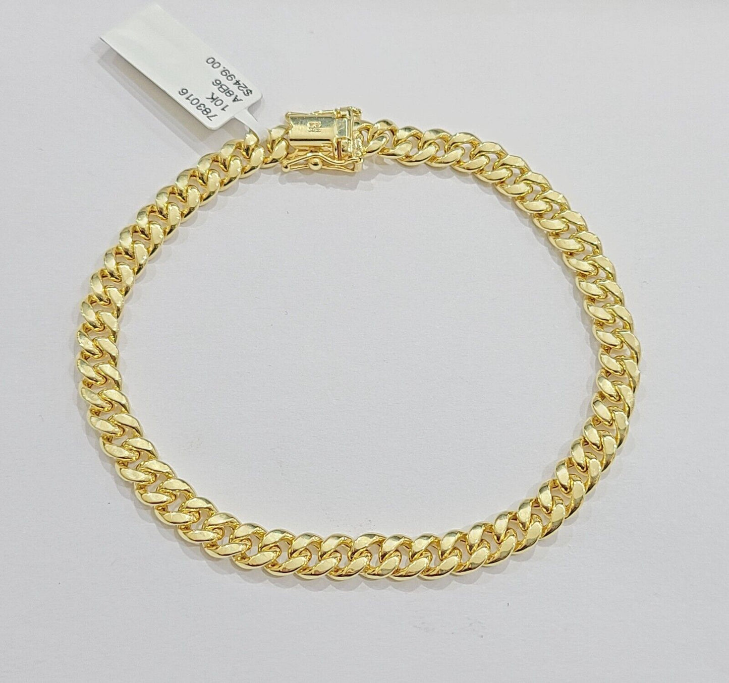 10k Yellow Gold Miami Cuban Link Bracelet 9" inch 7mm Real 10kt Box Lock Men