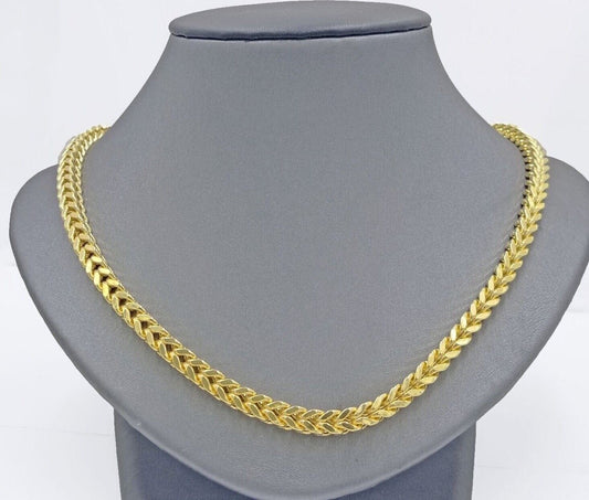 Real 10k Yellow Gold Franco Necklace 5mm 24" inch Men's 10kt Chain