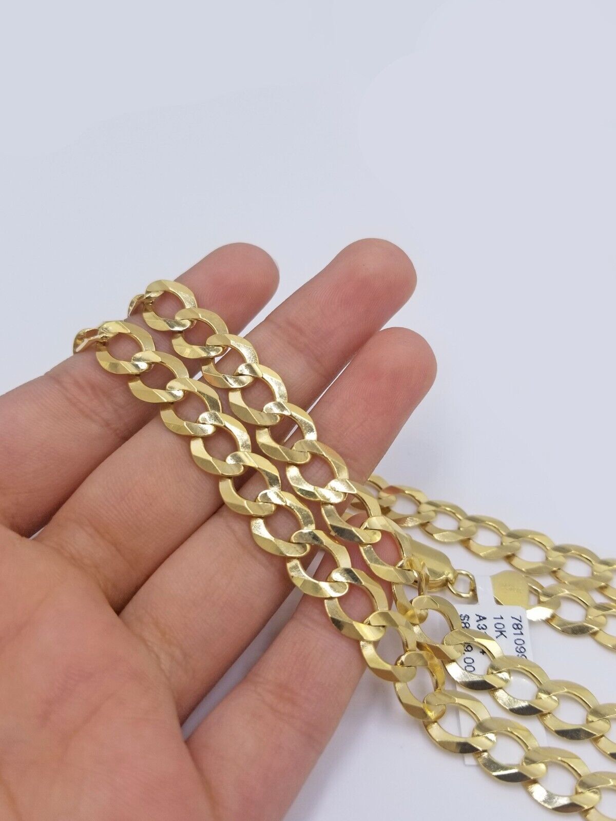 Real 10k Yellow Gold Solid Necklace Cuban Curb Link Chain 9.5mm 24" inch For Men