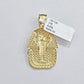 10k Yellow Gold Pendant Pharoah Head Charm Egyptian REAL 10kt For Mens Chain