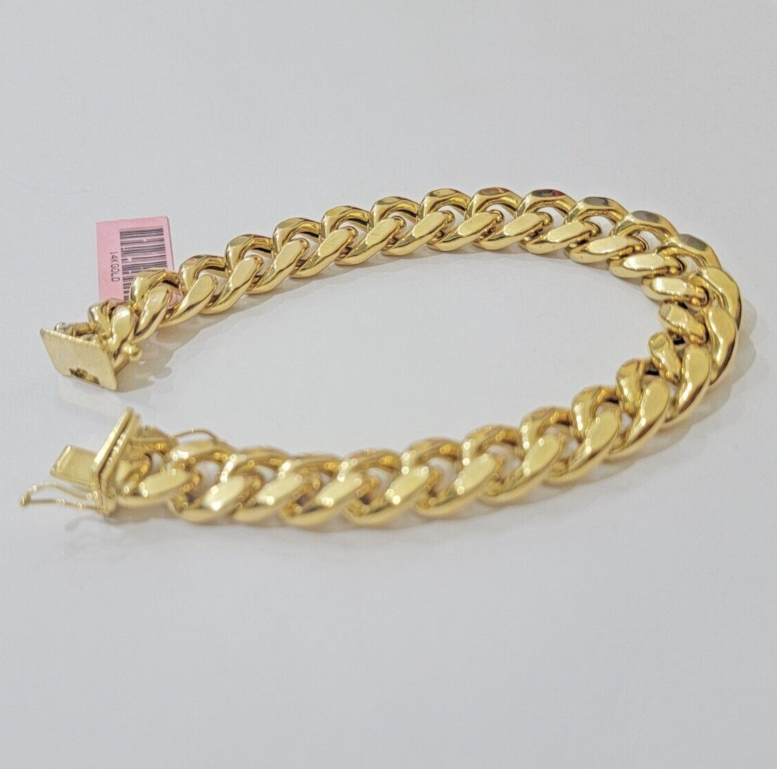 Mens 14k Yellow Gold Bracelet 7.5 Inch Miami Cuban Link Box Clasp REAL 14KT