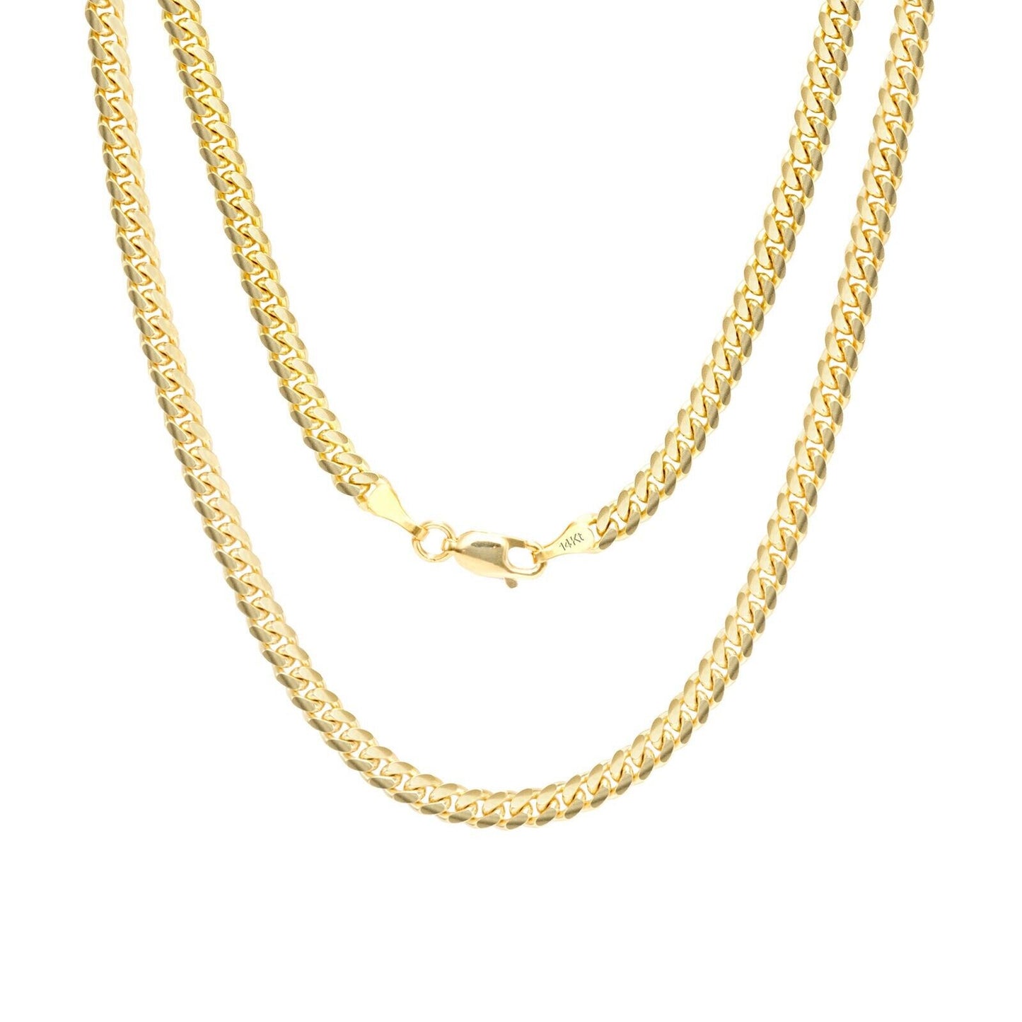 14k Solid Yellow Gold Miami Cuban Link Chain 5mm 20" Necklace 14kt Lobster Lock