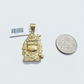 Real 10k Yellow Gold  Laughing Buddha Charm 1.5''inches  Pendant 10kt for Chain