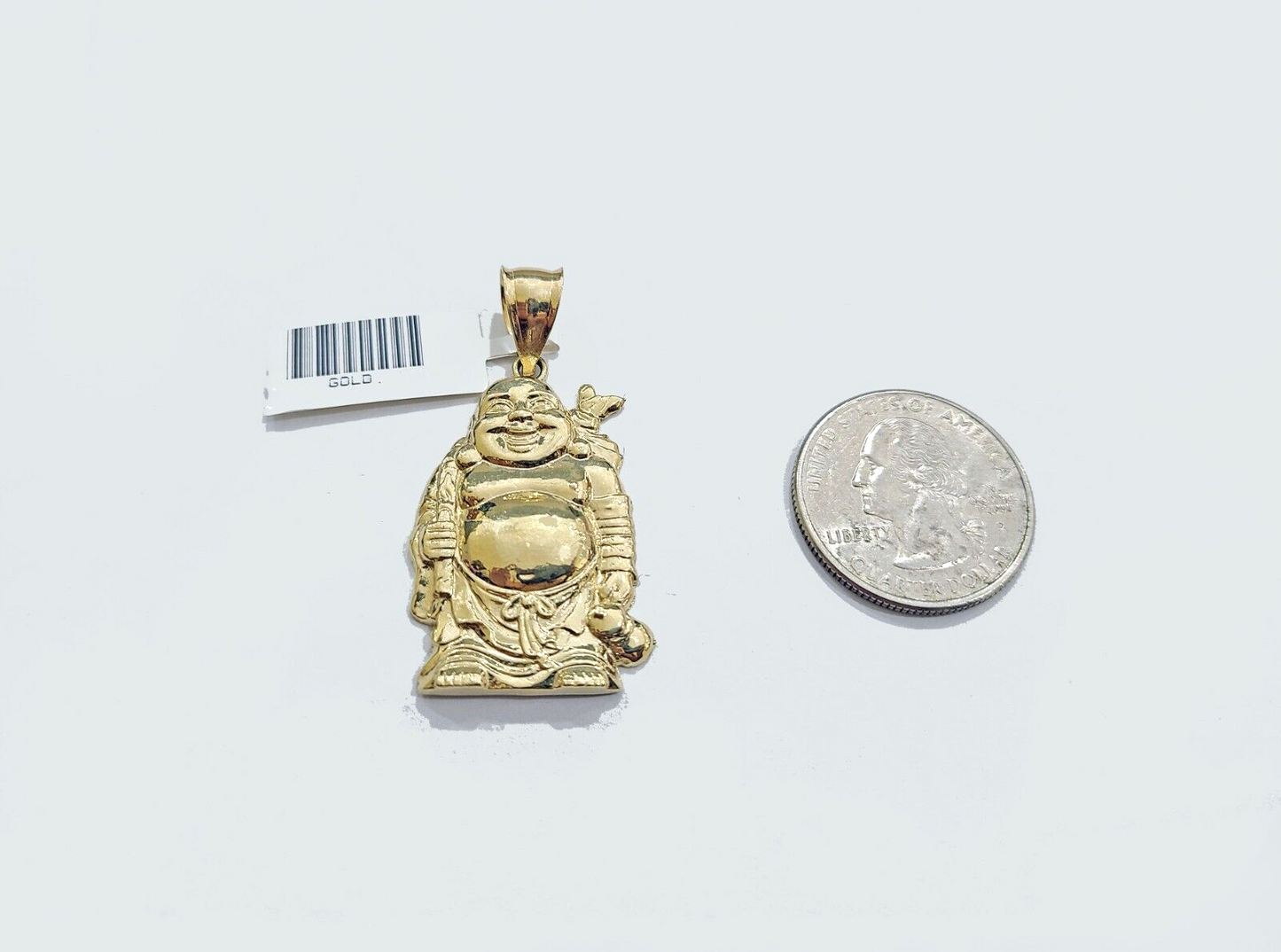 Real 10k Yellow Gold  Laughing Buddha Charm 1.5''inches  Pendant 10kt for Chain