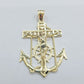 Real 10k Gold Anchor Jesus Crucifix Charm Pendant 10kt Yellow Gold Men Women