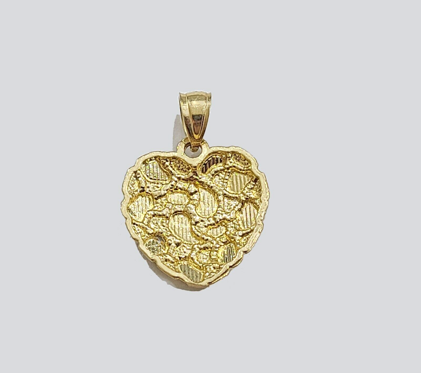 Real 10k Yellow Gold Nugget Heart Pendant 10kt Gold Charm For Necklace