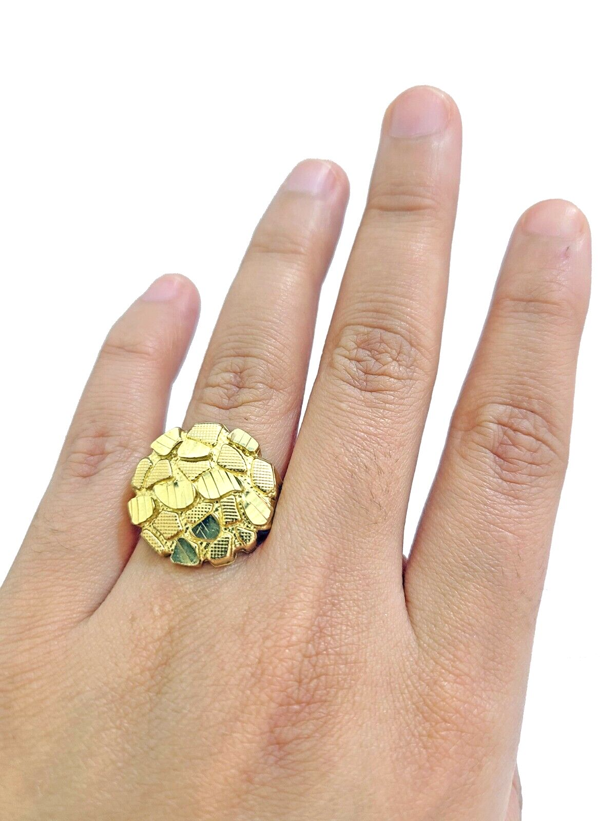 Real 10k Yellow Gold Nugget Ring Band Size 10.5 10kt Gold