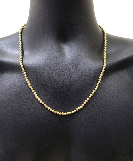 Real 10k Yellow Gold Necklace 4mm Moon Cut Chain 22'' inches Unisex