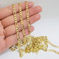 Solid 14k Yellow Gold Figaro chain Necklace 24 Inch 3.5mm Men's STRONG REAL 14kt