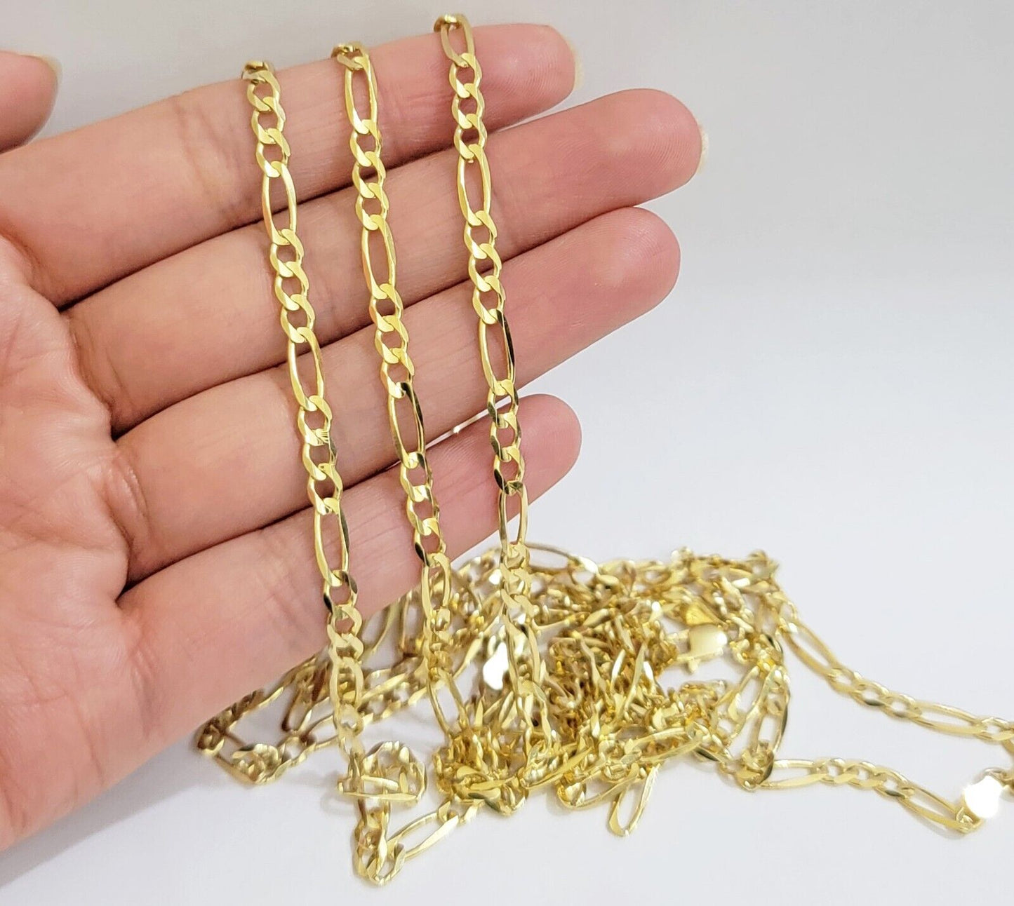 Solid 14k Yellow Gold Figaro chain Necklace 24 Inch 3.5mm Men's STRONG REAL 14kt