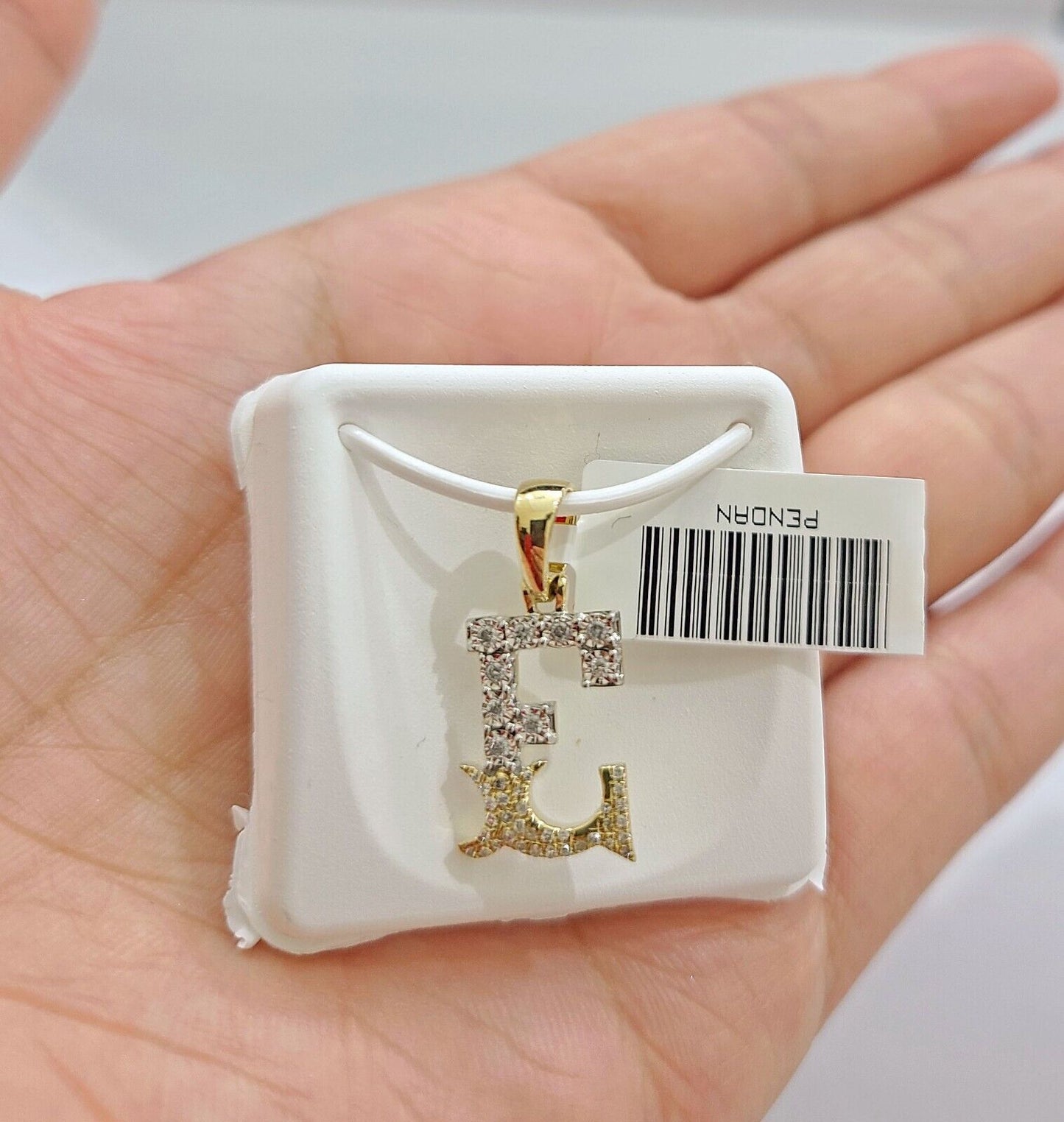 Real 10K Yellow Gold Initials Diamond Cut Charm A-Z Pendant  Alphabets