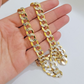 Real 10k Yellow Gold Chain Curb Link Necklace 10mm 22 Inch Diamond Cut Two-tone