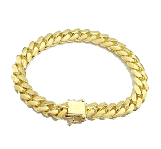 Real 14k Yellow Solid Gold 10mm Miami Cuban Bracelet 9'' inch 14kt Unisex