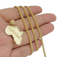 10k Yellow Gold Africa Map Miami Cuban Chain Charm Pendant 18 Inch Necklace SALE
