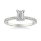 Real 14k White Gold IGI Certified 1.25CT Lab Created VS Diamond Ring Emerald Cut