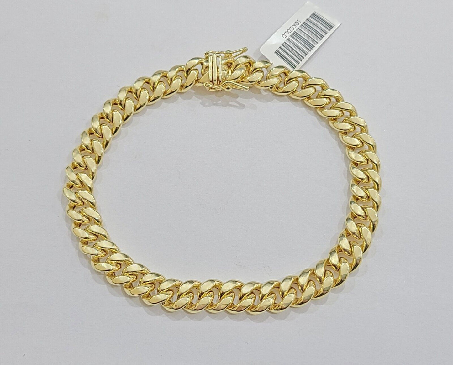 10k Yellow Gold Miami Cuban Link Bracelet 7" inch 8mm Real 10kt Kids and Ladies