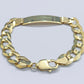 Real 10kt Yellow Gold Cuban Link ID Bracelet Unisex 8.5'' 11mm