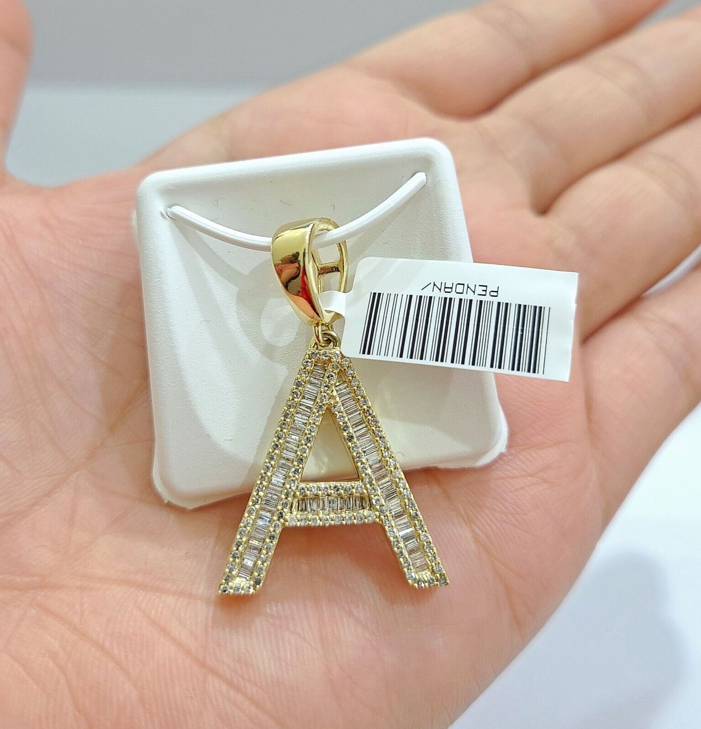 Real 10K Yellow Gold Alphabets Diamond Cut Charm A-Z Pendant  Initials