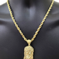 10k Gold Jesus Head Charm Rope Chain Necklace 6mm 30'' Set & Pendant 10kt REAL