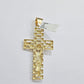 Real 10k Yellow Gold Cross Charm Pendant Mens Jesus Crucifix 3 Inch For Chain