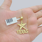 Real 10k Yellow Gold Texas Star Charm 1'' inches  Pendant 10kt for Chain