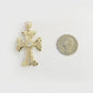 Real 10k Gold Charm Pendant Cross Diamond Cut 10kt Yellow Gold Men Women Unique