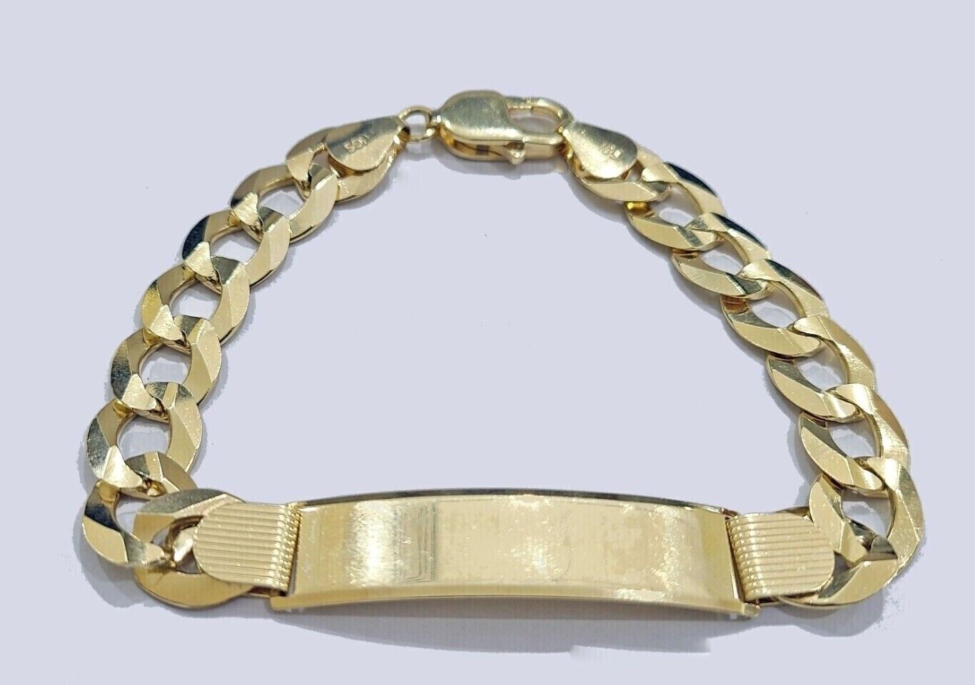 Real 10kt Yellow Gold Cuban Link ID Bracelet Unisex 8.5'' 11mm