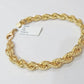 Real 10k Yellow Gold rope Bracelet 6.5mm 8" lobster lock 10kt new for men