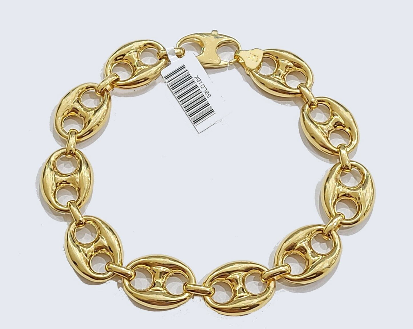 Real 10kt Yellow Gold Mariner Link Bracelet Unisex 9'' Inches 15mm