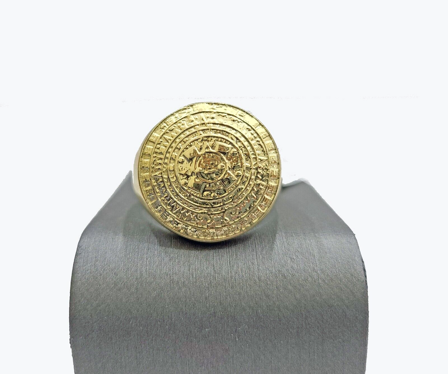 Real 10k Yellow Gold Mayan Calendar  Ring Band size 10 10kt gold