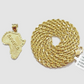 10k Yellow Gold Africa Map Charm Rope Chain Pendant 22 Inch Necklace SALE 10kt
