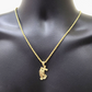 Real 10k Yellow Gold Rope Chain 26'' Necklace Praying Hand Cross Charm Pendant