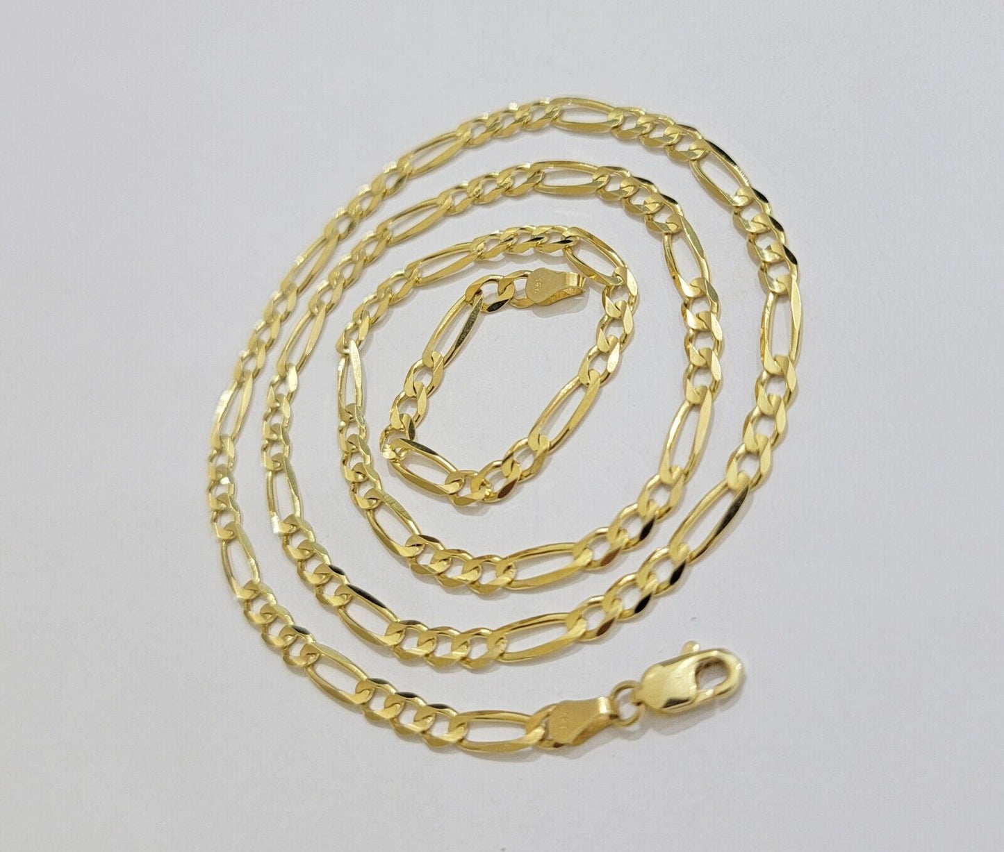 Solid 14k Yellow Gold Figaro chain Necklace 24 Inch 3.5mm Men's STRONG REAL 14kt