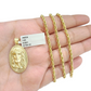10k Gold Circular Jesus Head Charm Rope Chain Necklace 3mm 20'' Set Pendant 10kt