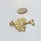 Real 10k Gold Money Tree Charm 1.7 Inch Pendant 10kt Yellow Gold