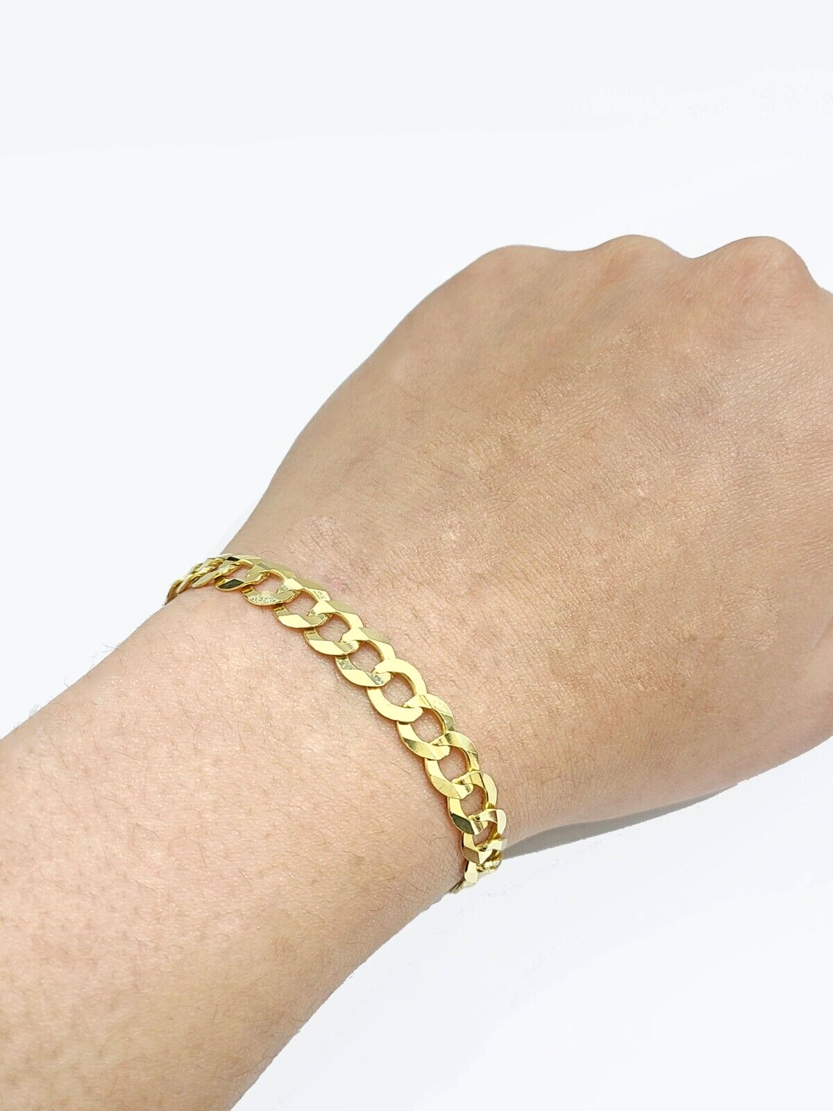 Real 14k Yellow Solid  Gold 7mm Cuban Curb Link Bracelet 7'' inch 14kt Unisex