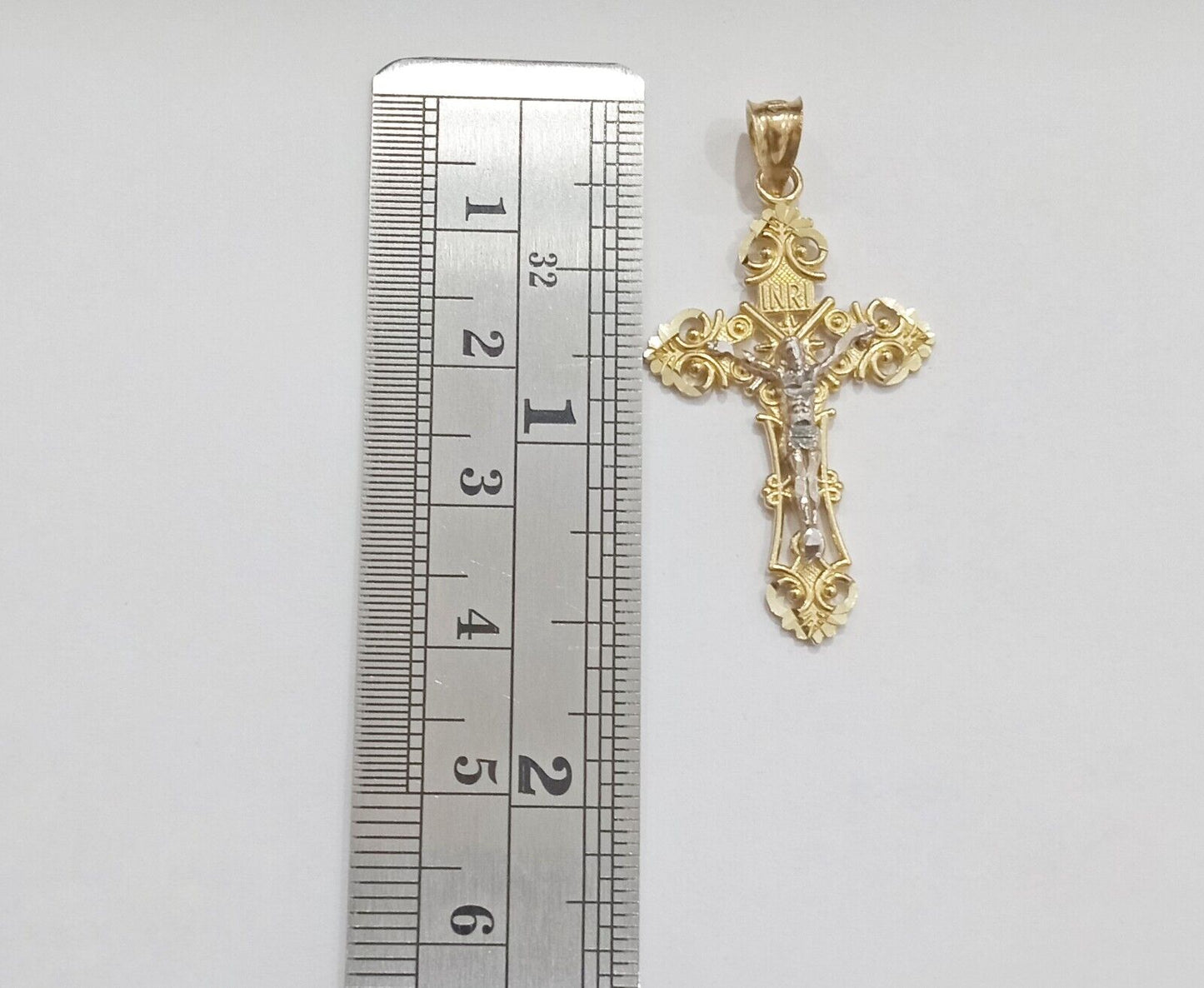 Real 10k Yellow Gold Jesus Crucifix Cross Charm Pendant Men Women 10kt Gold