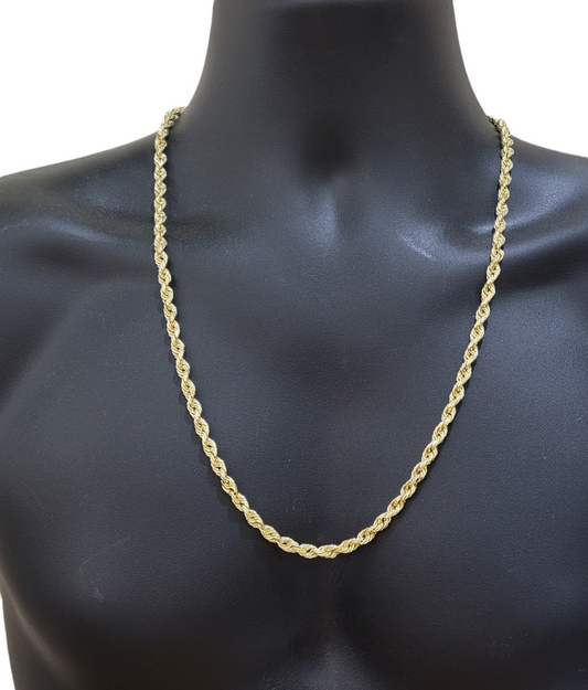 Real 14k Yellow Gold Necklace Rope Chain 6mm 26" inch 14kt Men's Chain For Charm