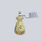 Real 10k Yellow Gold  Money Bag Charm 1'' inches  Pendant 10kt for Chain