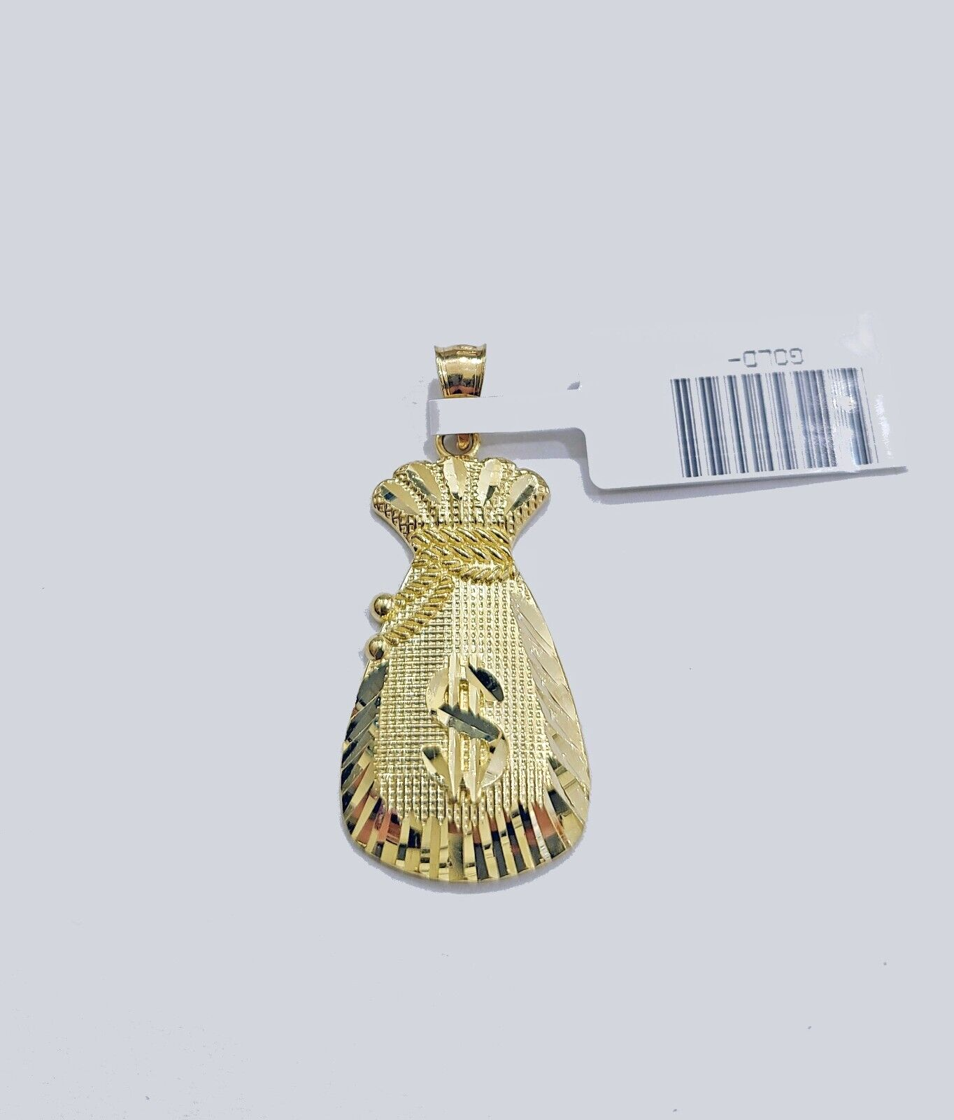 Real 10k Yellow Gold  Money Bag Charm 1'' inches  Pendant 10kt for Chain