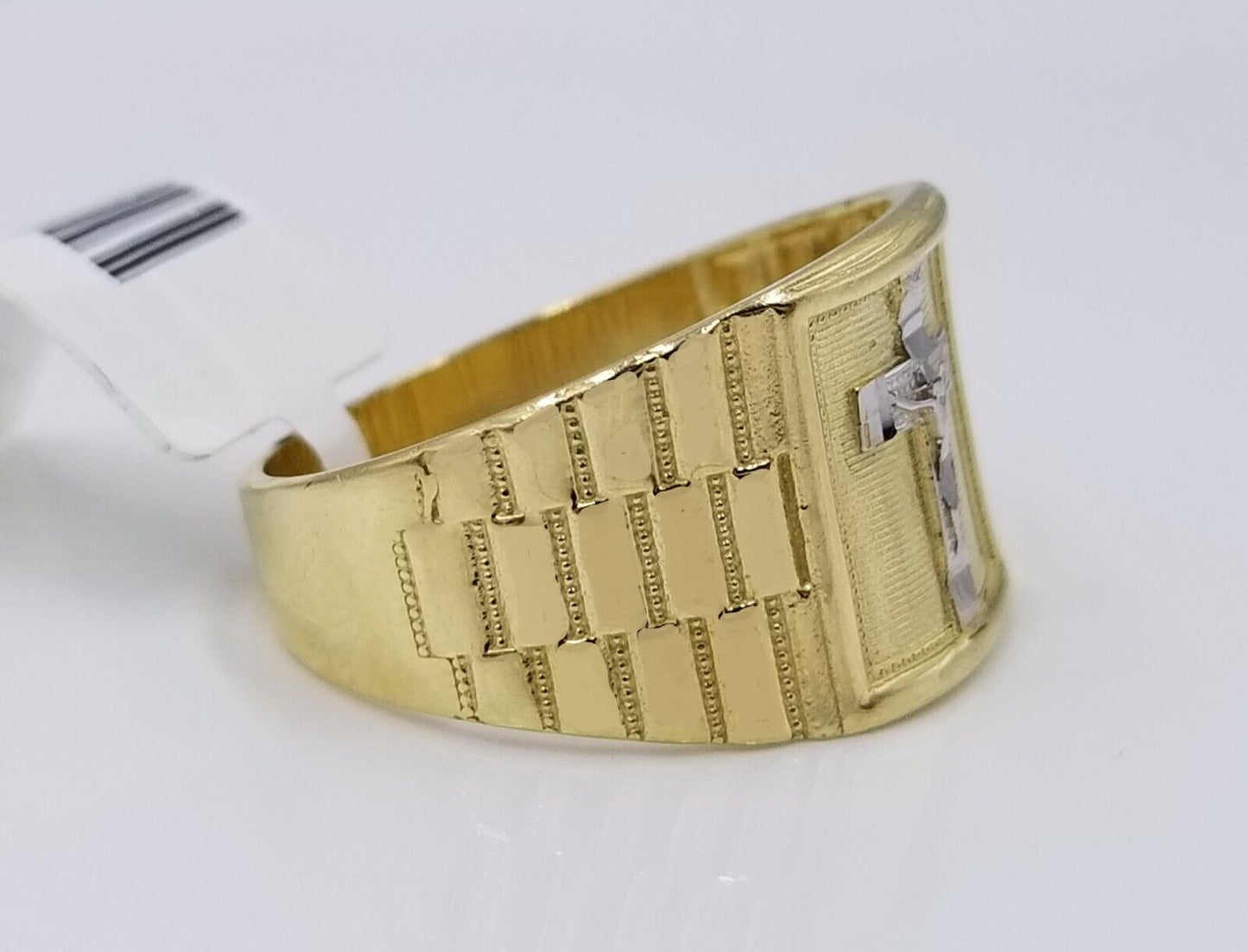 Real 10k Gold Men's Ring Cross size 10. 5 Yellow Gold Male Casual Pinky Band