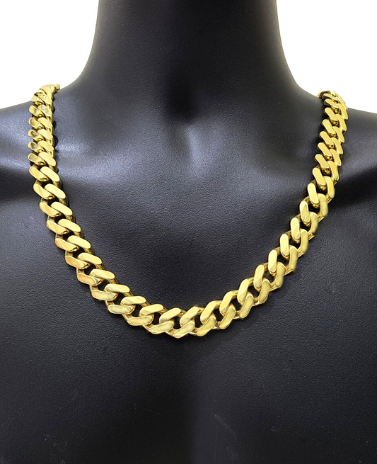 Real 10k Yellow Gold Necklace Monaco Chain  15mm 30" inch 10kt Unisex Chain