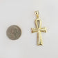Real 10k Yellow Gold Pendant Ankh Charm Cross Diamond Cut 10kt Gold For Chain