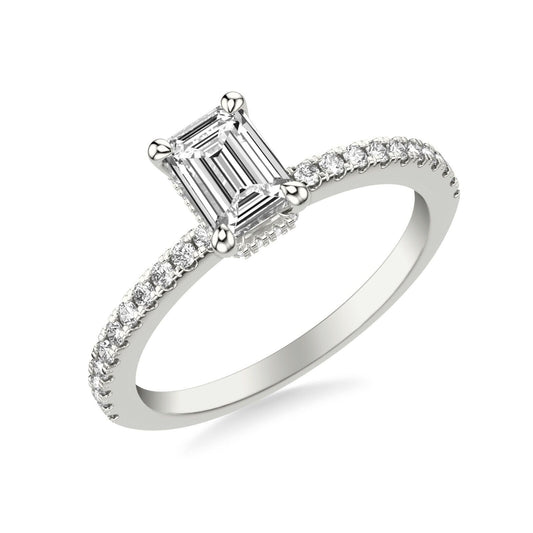 Real 14k White Gold IGI Certified 1.25CT Lab Created VS Diamond Ring Emerald Cut